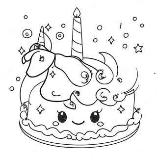 Sparkling Unicorn Birthday Cake Coloring Page 46784-38946