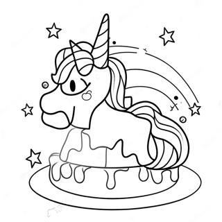 Sparkling Unicorn Birthday Cake Coloring Page 46784-38947