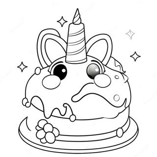 Sparkling Unicorn Birthday Cake Coloring Page 46784-38948