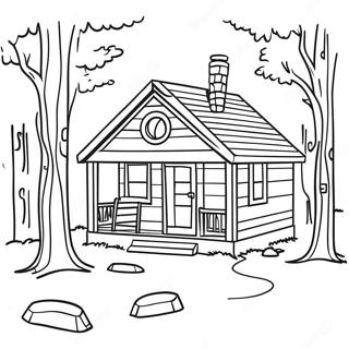 Cozy Cabin In The Woods Coloring Page 46794-38953