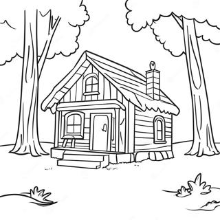 Cozy Cabin In The Woods Coloring Page 46794-38954