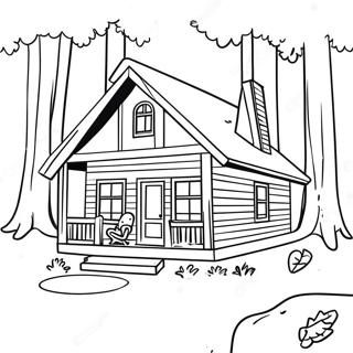 Cozy Cabin In The Woods Coloring Page 46794-38956