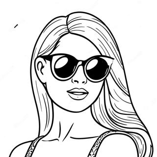 Stylish Malibu Barbie With Sunglasses Coloring Page 46814-38965