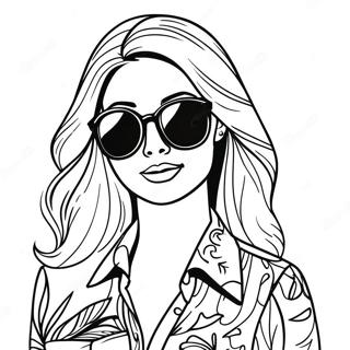 Stylish Malibu Barbie With Sunglasses Coloring Page 46814-38966