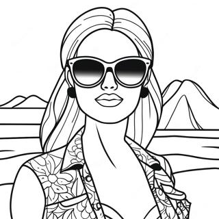 Stylish Malibu Barbie With Sunglasses Coloring Page 46814-38967