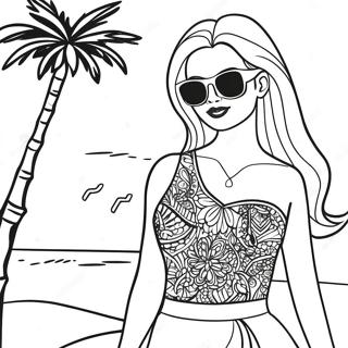 Stylish Malibu Barbie With Sunglasses Coloring Page 46814-38968