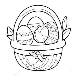 Easter Basket With Colorful Eggs Coloring Page 4681-3762