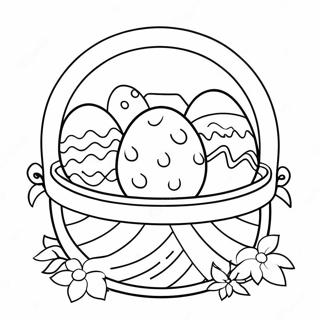 Easter Basket With Colorful Eggs Coloring Page 4681-3764