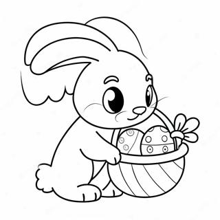 Cute Bunny With Easter Basket Coloring Page 4682-3765