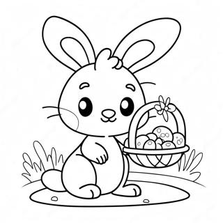 Cute Bunny With Easter Basket Coloring Page 4682-3766