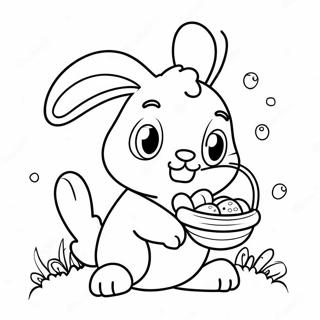 Cute Bunny With Easter Basket Coloring Page 4682-3767