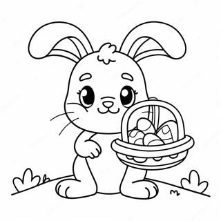 Cute Bunny With Easter Basket Coloring Page 4682-3768