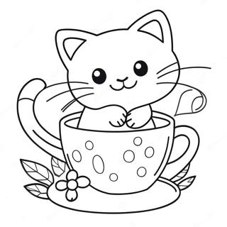 Playful Cat In Cup Coloring Page 46904-39041