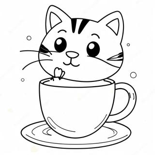 Playful Cat In Cup Coloring Page 46904-39042