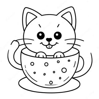 Playful Cat In Cup Coloring Page 46904-39043