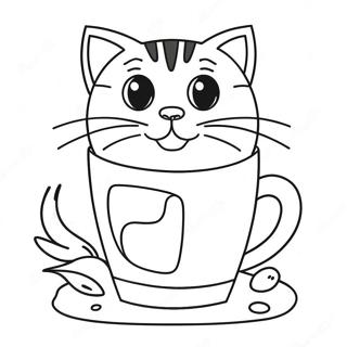 Playful Cat In Cup Coloring Page 46904-39044