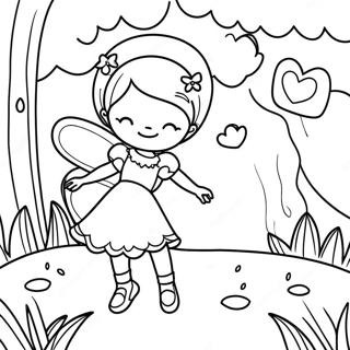 Whimsical Fairy Garden Scene Coloring Page 47034-39142