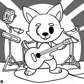 Aggretsuko In A Rock Band Coloring Page 47094-39189