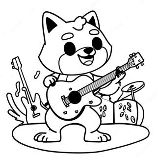 Aggretsuko In A Rock Band Coloring Page 47094-39190