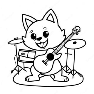 Aggretsuko In A Rock Band Coloring Page 47094-39191