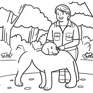 Friendly Service Dog In A Park Coloring Page 47114-39209