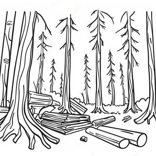 Logging Scene With Tall Trees Coloring Page 47123-39206