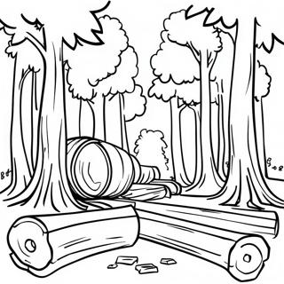 Logging Scene With Tall Trees Coloring Page 47123-39208