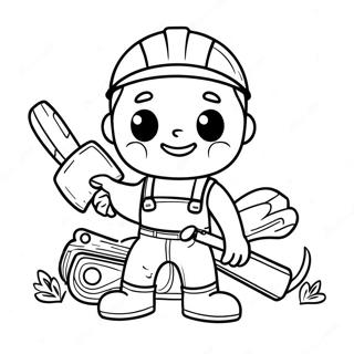 Cute Logger With Chainsaw Coloring Page 47124-39213