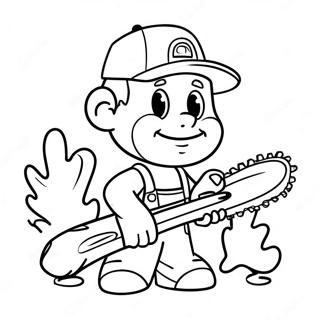 Cute Logger With Chainsaw Coloring Page 47124-39214