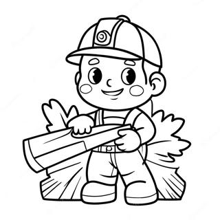 Cute Logger With Chainsaw Coloring Page 47124-39215