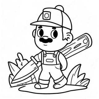 Cute Logger With Chainsaw Coloring Page 47124-39216