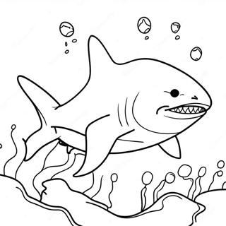 Aggressive Bull Shark Swimming Coloring Page 47154-39238