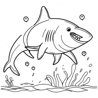 Aggressive Bull Shark Swimming Coloring Page 47154-39240