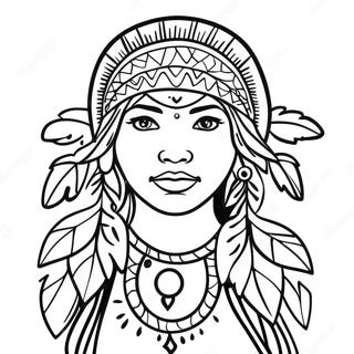 Native American Girl With Dreamcatcher Coloring Page 47254-39317