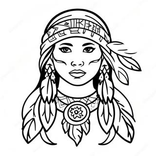 Native American Girl With Dreamcatcher Coloring Page 47254-39318