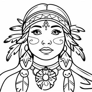 Native American Girl With Dreamcatcher Coloring Page 47254-39319