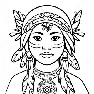 Native American Girl With Dreamcatcher Coloring Page 47254-39320