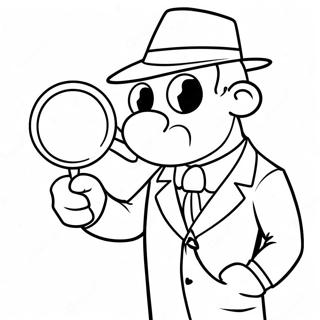 Funny Detective With Magnifying Glass Coloring Page 47284-39337