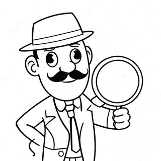 Funny Detective With Magnifying Glass Coloring Page 47284-39340