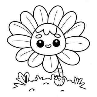 Cute Daisy With Ladybug Coloring Page 472-377