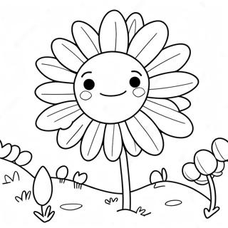 Cute Daisy With Ladybug Coloring Page 472-378