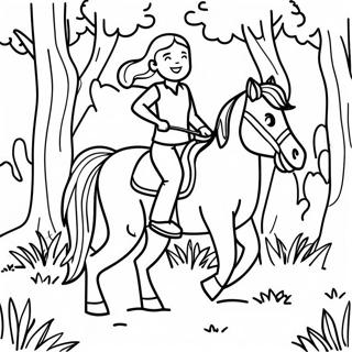 Adventurous Girl Riding A Horse Through The Forest Coloring Page 47374-39414