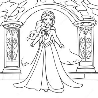 Elegant Ice Queen In A Frozen Castle Coloring Page 47394-39428