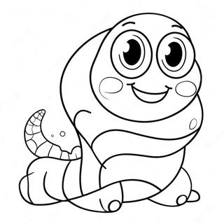 Cute Cartoon Worm Coloring Page 47433-39458