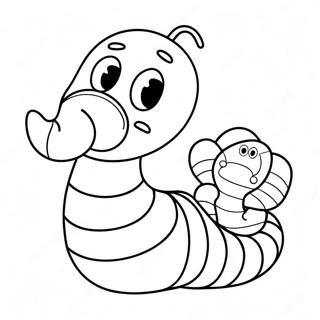 Cute Cartoon Worm Coloring Page 47433-39460