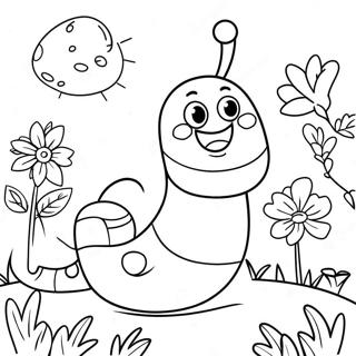 Happy Worm In A Garden Coloring Page 47434-39465