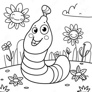 Happy Worm In A Garden Coloring Page 47434-39466