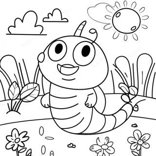 Happy Worm In A Garden Coloring Page 47434-39467