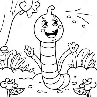 Happy Worm In A Garden Coloring Page 47434-39468