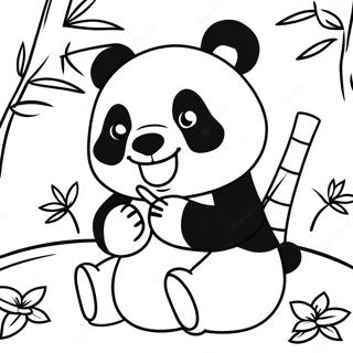 Cute Kawaii Panda Eating Bamboo Coloring Page 47474-39507